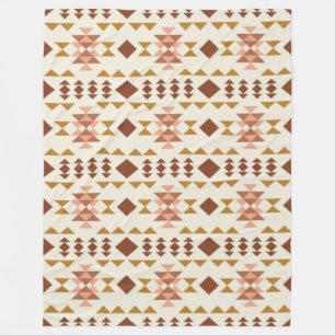 Modern Farmhouse Rustic Terracotta Geometric Art Fleece Blanket