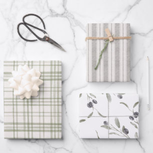 Modern Farmhouse Sage Green Christmas Wrapping Paper Sheet