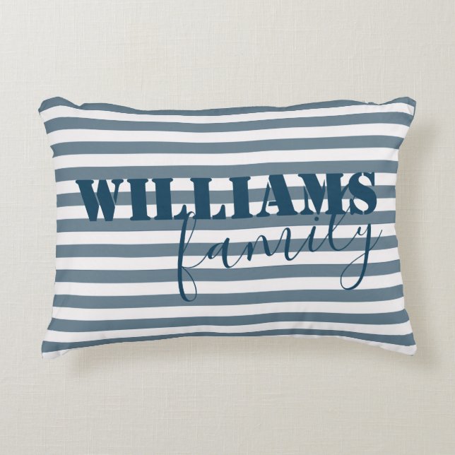 modern farmhouse stripes family monogram decorative cushion (Front)