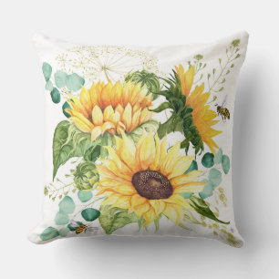 Modern Farmhouse Sunflower and bee pillow
