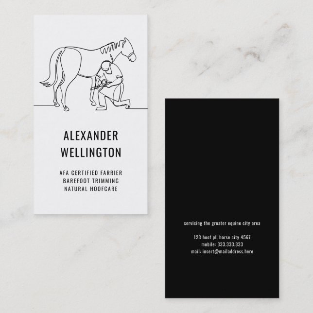 Modern Farrier Horseshoeing Equine Hooves Trim  Business Card (Front/Back)