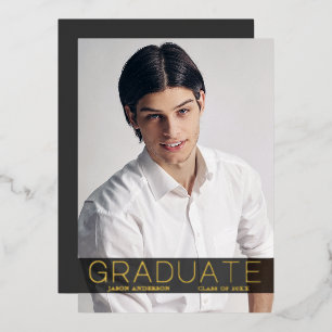 Modern Fashion 1 Photo Foil Grad Announcement Card