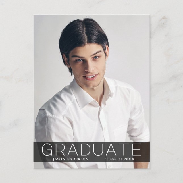 Modern Fashion 1 Photo Graduate Announcement Postcard (Front)