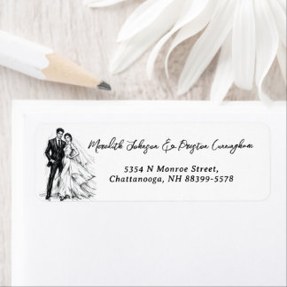 Modern Fashion Charcoal Sketch Couple Wedding 
