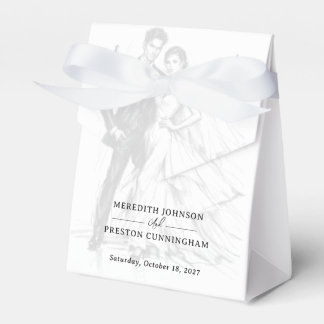 Modern Fashion Charcoal Sketch Couple Wedding  Favour Box