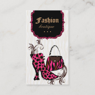 Modern Fashion Handbag Boot Leopard Zebra Pink Business Card