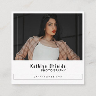 Modern fashion Typography Minimalist Photo Square  Business Card