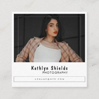Modern fashion Typography Minimalist Photo Square Business Card