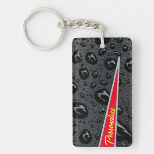Modern Fashionable Black Bubbles Red Fire Custom  Key Ring