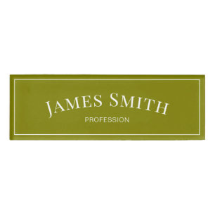 Modern Fashionable Olive Green: Elegant Minimalist Name Tag