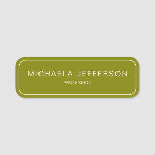 Modern Fashionable Olive Green Trendy Professional Name Tag
