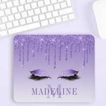 Modern Fashionable Purple Glitter Lashes Monogram