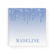 Modern Fashionable Trendy Dusty Blue Glitter Drip