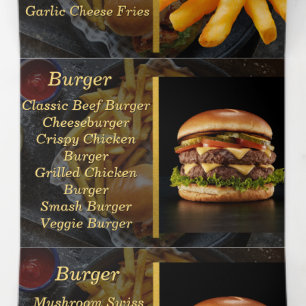 Modern Fast Food Burger & Crispy Chicken Menu Card
