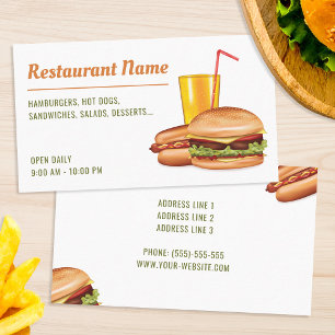 Modern Fast Food Restaurant Hamburger Diner Grill Business Card