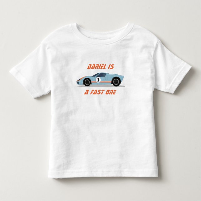 Modern Fast One Race Car Boy 1st Birthday Toddler T-Shirt (Front)