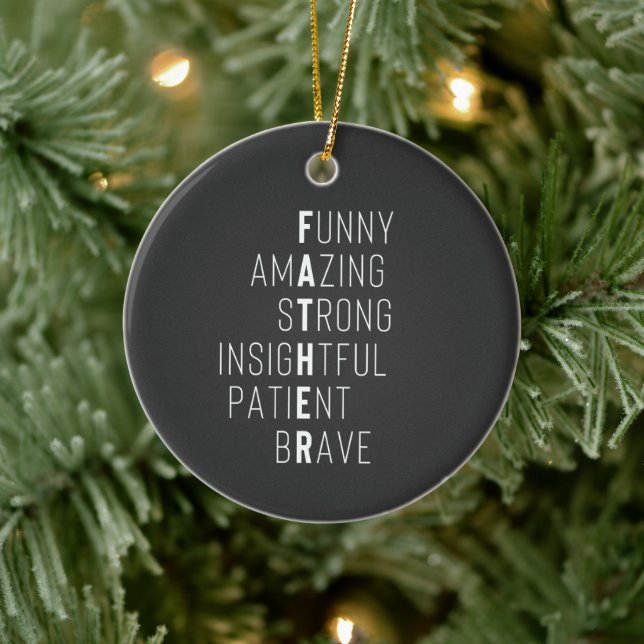 Modern father definition handwritten kids names ceramic tree decoration (Tree)