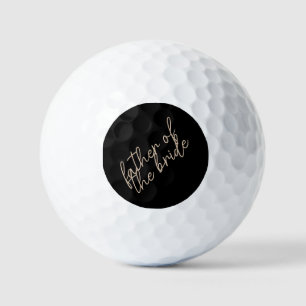 Modern Father of the Bride   Beige + Black Script Golf Balls