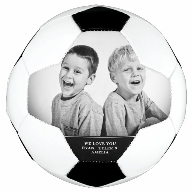 Modern Father`s day Custom Photo Soccer Ball (Front)