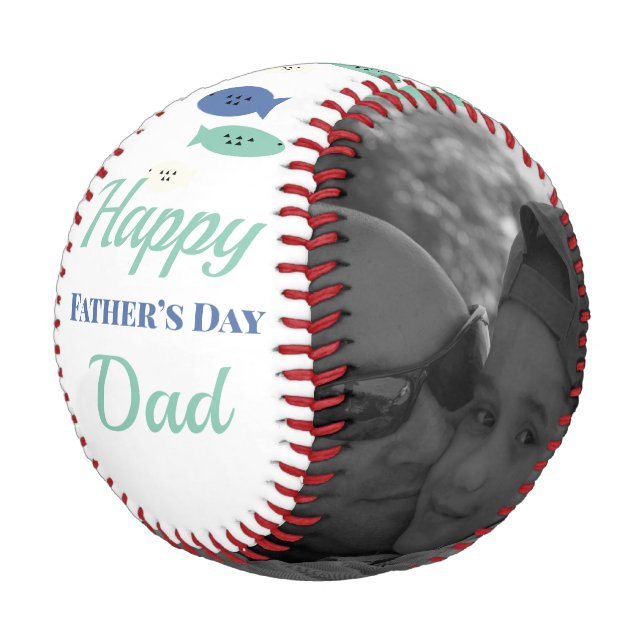 Modern Fathers Day Dad Photo Fish Baseball (Angled)