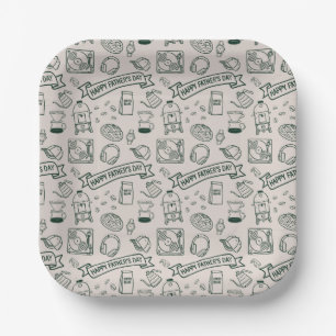 Modern Father's Day Doodle Pattern Millennial Dad Paper Plate