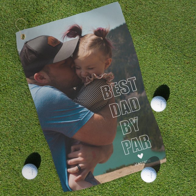 Modern Fathers Day Gift Photo Golf Towel (Creator Uploaded)