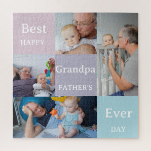 Modern Father's Day Grandpa Photo Collage Jigsaw Puzzle