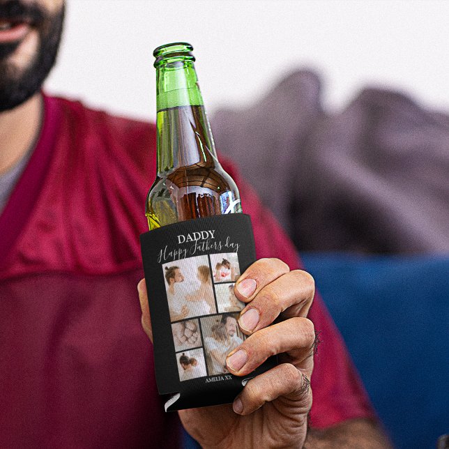 Modern | Fathers Day Photo Collage Can Cooler (Creator Uploaded)