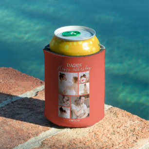 Modern Fathers Day Photo Collage Can Cooler
