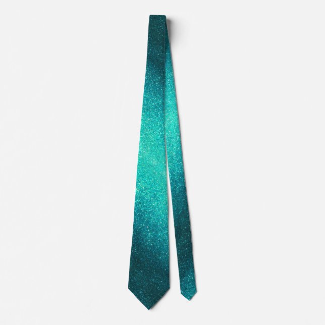 Modern Father's Day Wedding Aqua Glitter Sparkles Tie (Front)