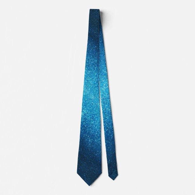 Modern Father's Day Wedding Blue Glitter Sparkles Tie (Front)