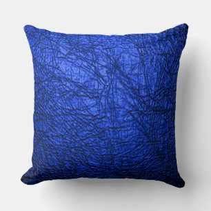 Modern Faux Blue Leather Texture Cushion