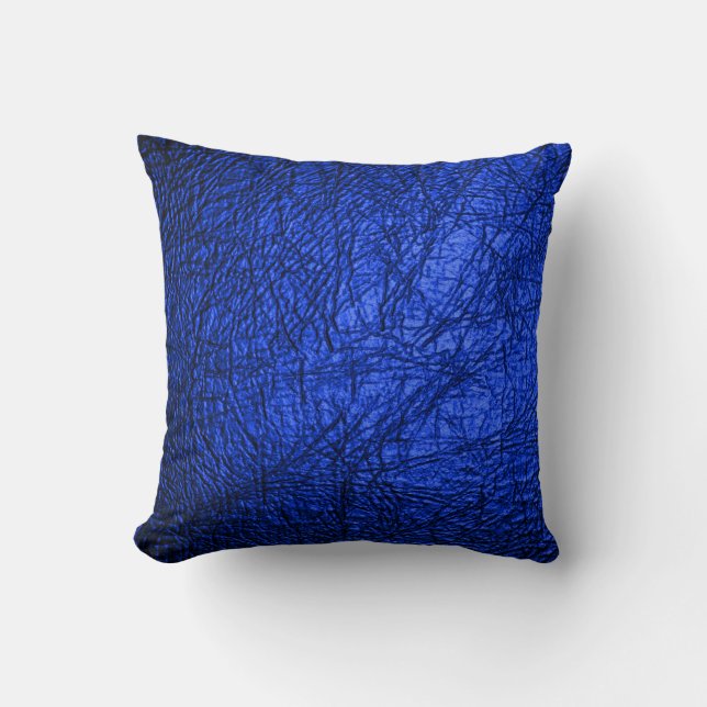  Modern Faux Blue Leather Texture Cushion (Front)