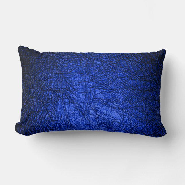  Modern Faux Blue Leather Texture Lumbar Cushion (Front)