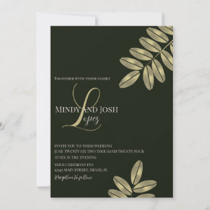 Modern Faux Branch Script Monogrammed Wedding  Invitation