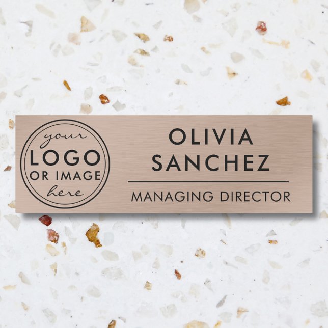 Modern Faux Bronze Business Logo Name Tag (Modern Faux Bronze Business Logo Name Tag)