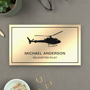 Modern Faux Cream Gold Foil Helicopter Pilot Business Card
