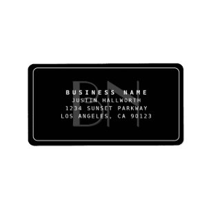 Modern Faux Embossed Monogrammed Business Address  Label