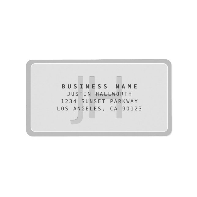 Modern Faux Embossed Monogrammed Business Address  Label (Front)