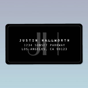 Modern Faux Embossed Monogrammed Business Address Label