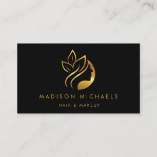 Modern Faux Gold Abstract Hair Makeup Business Card