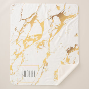 Modern Faux Gold Abstract Pattern Sherpa Blanket