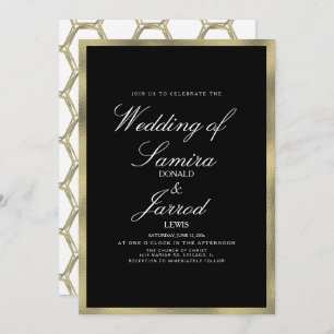 Modern Faux Gold Black Geometrical Wedding Invitation
