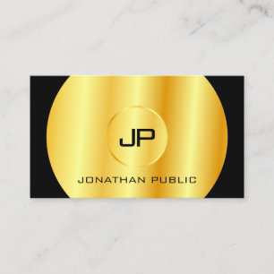 Modern Faux Gold Black Monogram Elegant Template Business Card
