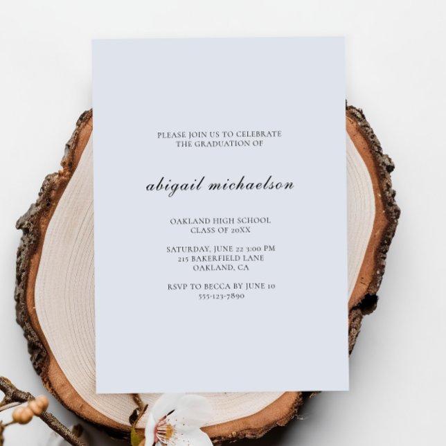 Modern Faux Gold Blue Grey Photo Graduation Party Invitation (Creator Uploaded)