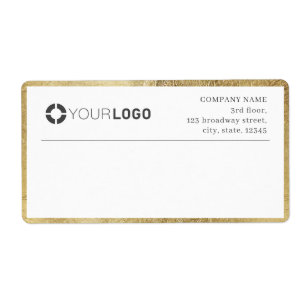 Modern faux gold border logo Return Address Label