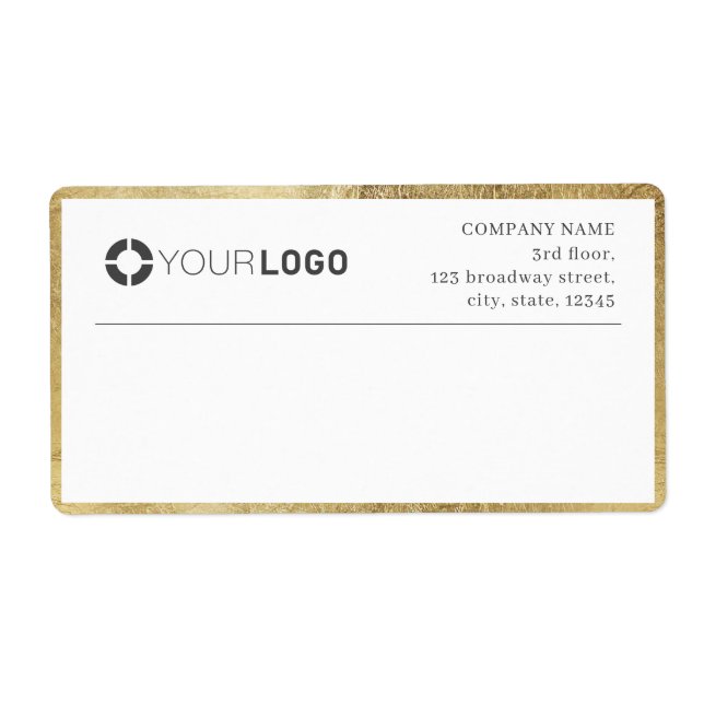 Modern faux gold border logo Return Address Label (Front)