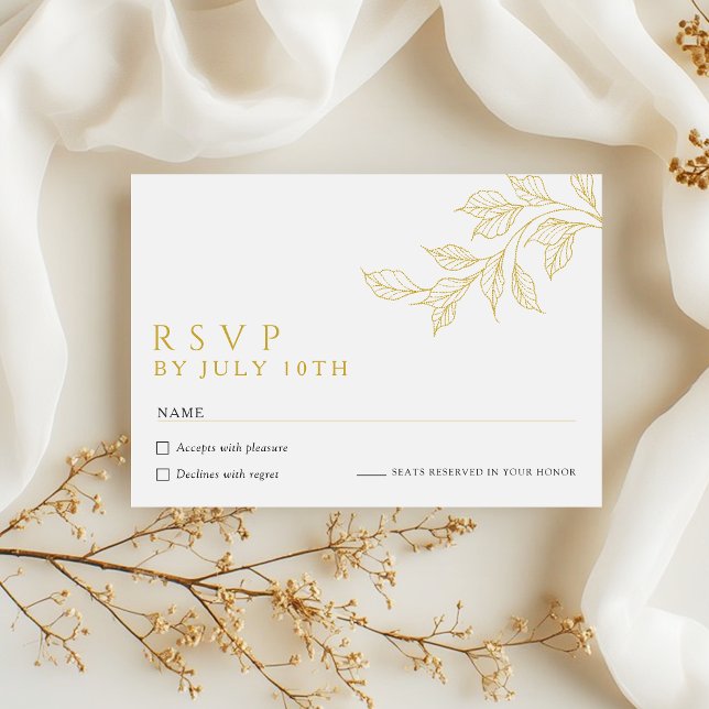 Modern Faux Gold Botanical Wedding RSVP Cards (Creator Uploaded)