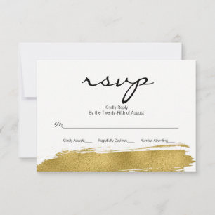 Modern Faux Gold Brushstroke Wedding RSVP Card