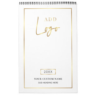 Modern Faux Gold Business Logo Branded 2027 Calendar